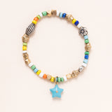 African Brass/Glass, Tibetan Silver & Enamel Diamond Pendant