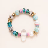 African Brass/Vinyl/Glass, Turquoise Jasper, Pearl & Crystal