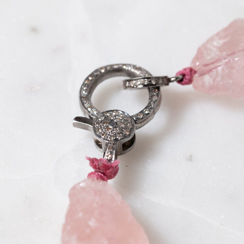 Rose Quartz and Pave Diamond Necklace