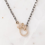 21" Oxidized Silver Trace Link Chain with 14k Gold Diamond Clasp and Connectors