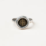 Little Crown and Cross Coin Ring