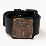 WW1 Winged Victory Angel Unisex Leather Cuff Bracelet