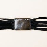 Black Leather Wrap Bracelet 3 Diamonds