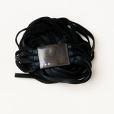 Black Leather Wrap Bracelet 3 Diamonds