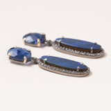Kyanite, Australian Opal, Silver, 14K Gold & Diamond Pave Earrings