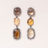 Tourmaline, 14K Gold, Silver & Pave Diamond Earrings