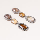 Tourmaline, 14K Gold, Silver & Pave Diamond Earrings