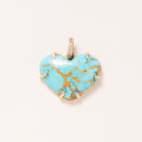 Kingman Turquoise, 14K Gold & Diamond Pave Pendant Small