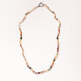 Brown Zircon with Silver & Diamond Pave Clasp Necklace