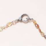 Brown Zircon with Silver & Diamond Pave Clasp Necklace