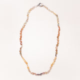 Brown Zircon with Silver, 14K Gold & Diamond Pave Clasp Necklace