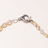 Brown Zircon with Silver, 14K Gold & Diamond Pave Clasp Necklace