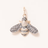 Medium 14K Gold, Silver & Diamond Pave Bee Pendant