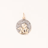 14K Gold, Silver & Pave Diamond Cherub Pendant