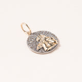 14K Gold, Silver & Pave Diamond Cherub Pendant