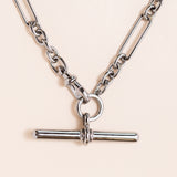 Silver Chain Necklace with Large Removable Bar Toggle