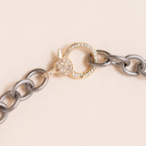 Oxidized Silver Chain Necklace With 14K Gold Clasp Necklace