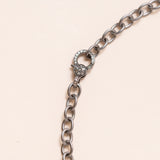 Oxidized Silver Chain with Silver Diamond Pave Clasp Necklace
