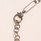 Oxidized Silver Link Chain with Diamond Pave Clasp