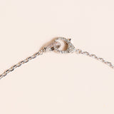 Sterling Silver Thin Chain with Gold Pave Diamond Clasp