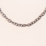 Oxidized Silver Chain with Silver Diamond Pave Clasp Necklace