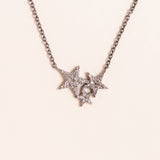 Silver and 3 Star Diamond Pave Necklace