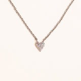 Petite Silver and Diamond Pave Heart Necklace