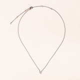 Petite Silver and Diamond Pave Heart Necklace