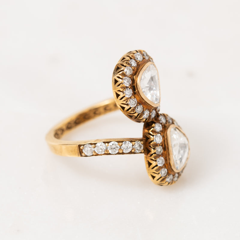 Polki and Pave Diamond Twist Ring