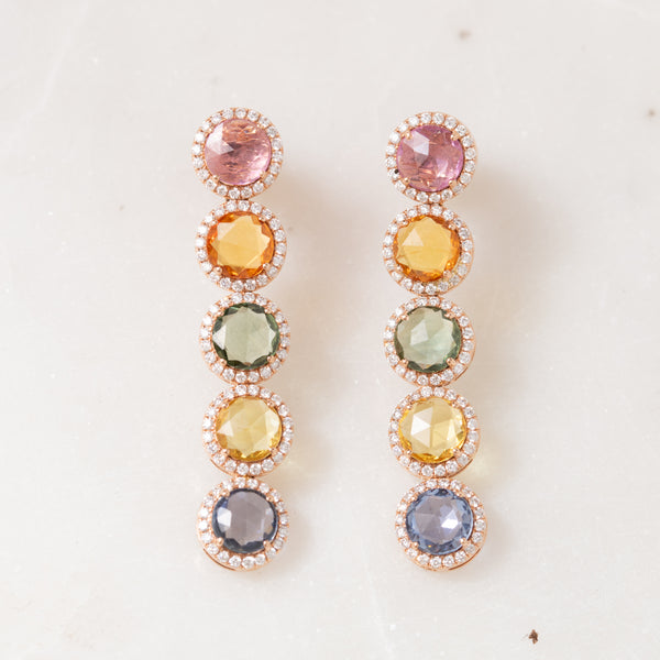 Multicolor Sapphire Dangle Earrings