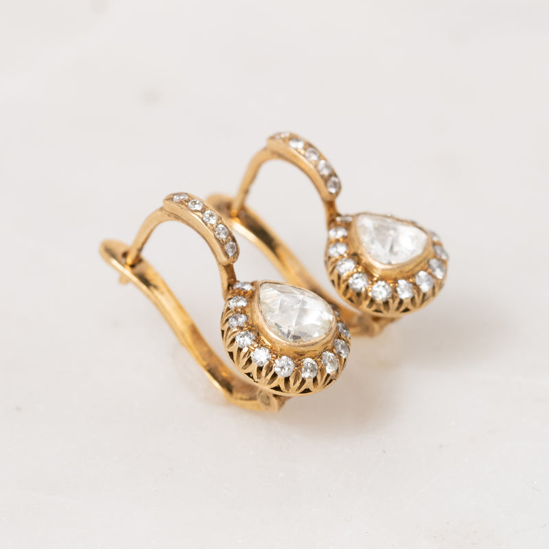 Petite Polki Diamond in Gold Earrings