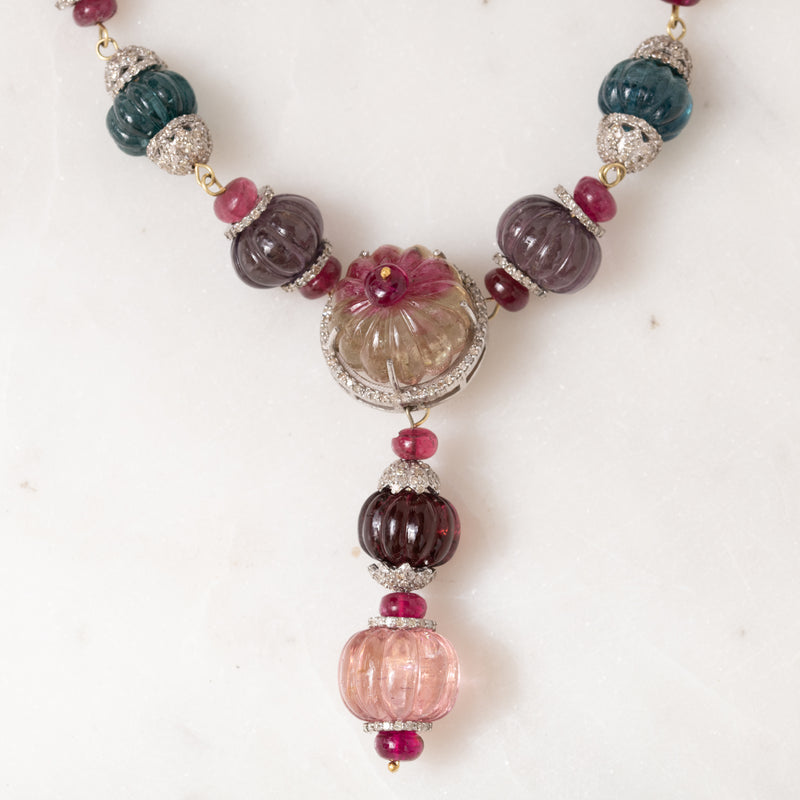 Carved Multi-Tourmaline Necklace