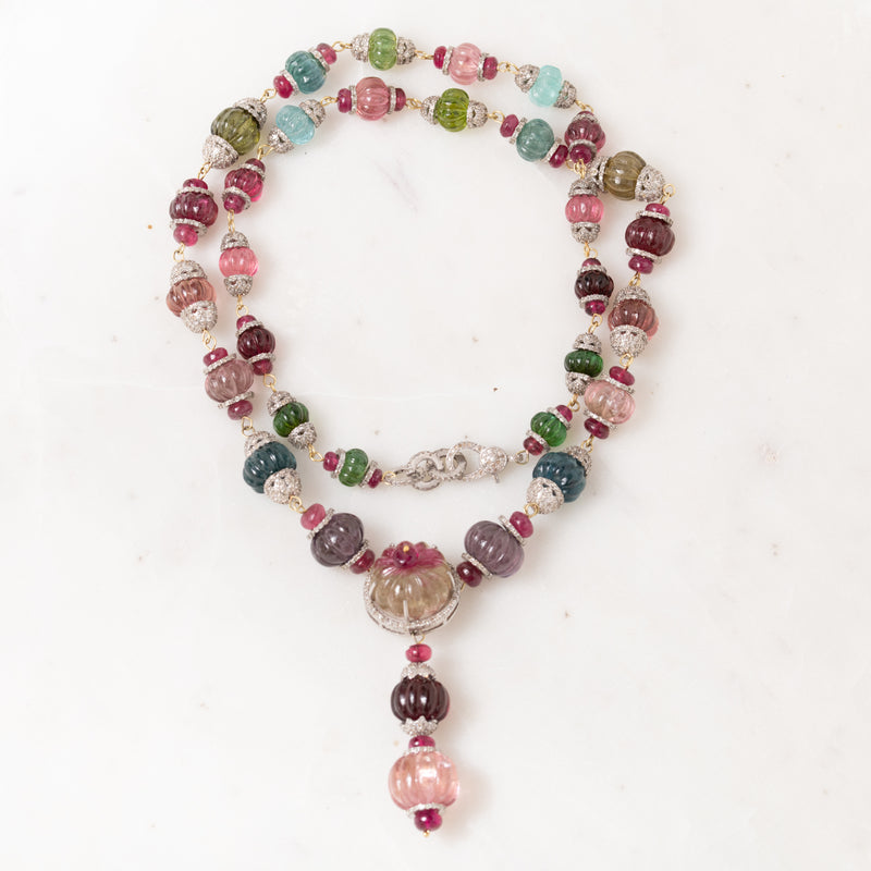Carved Multi-Tourmaline Necklace