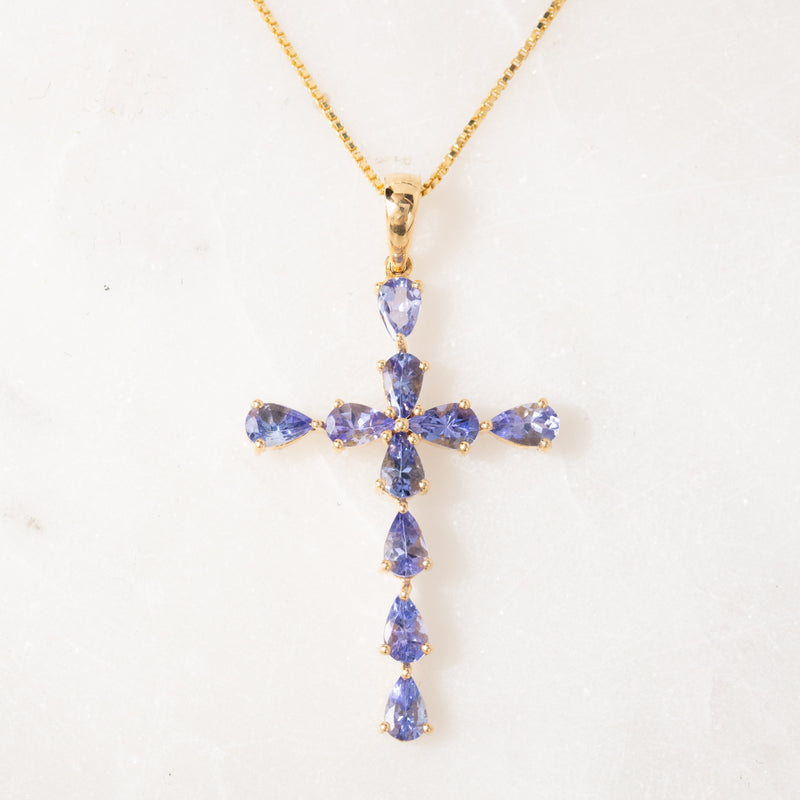Tanzanite Cross Necklace