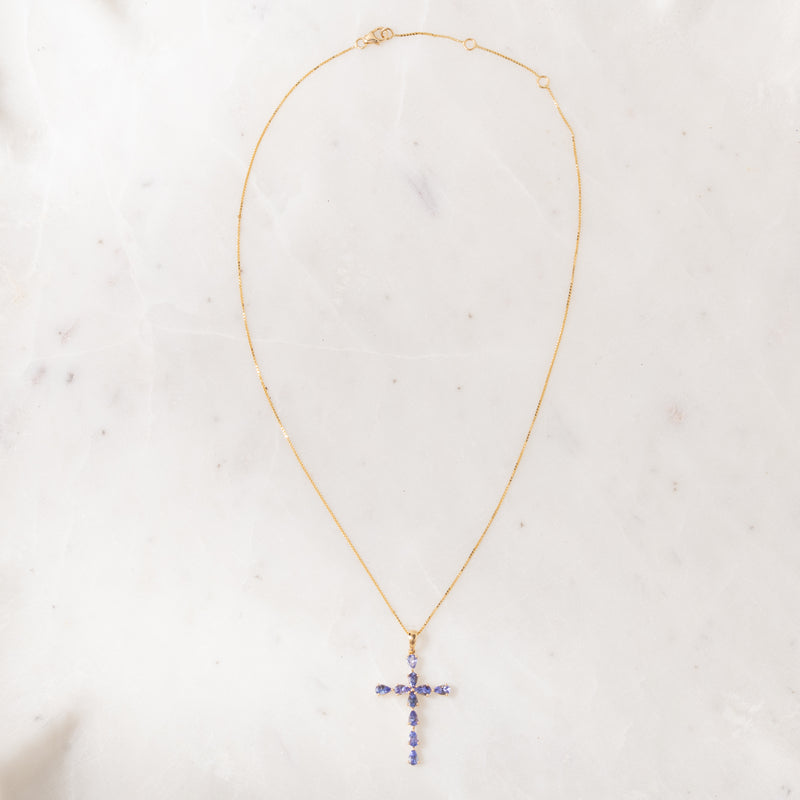 Tanzanite Cross Necklace