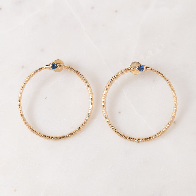 Sapphire Snake Hoop Earrings