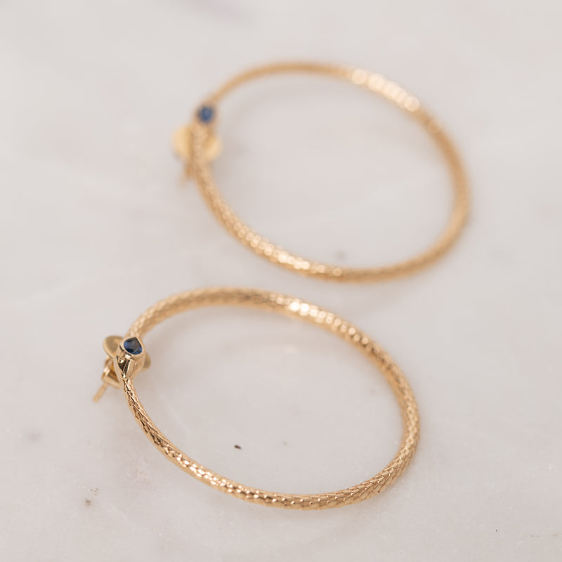 Sapphire Snake Hoop Earrings
