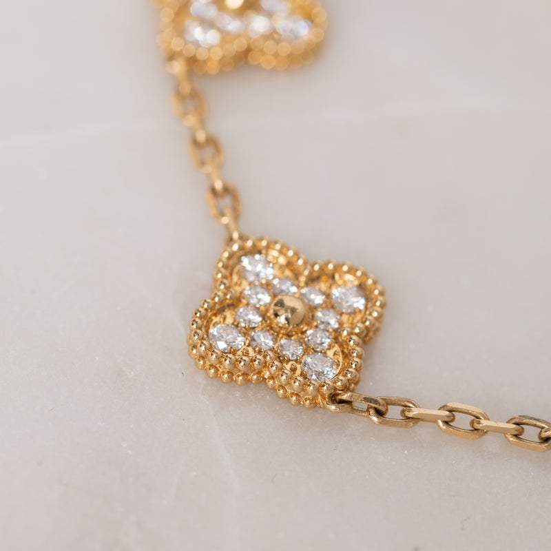 Gold and Diamond Clover Bracelet