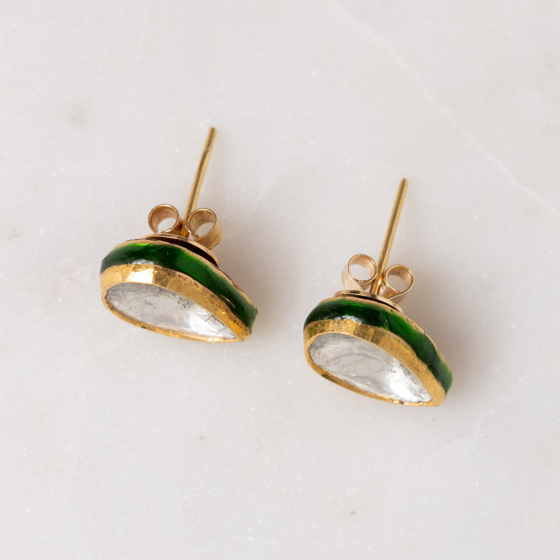 Polki Diamond Teardrop Stud Earrings
