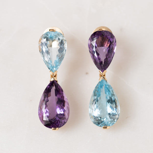 Faceted Amethyst and Topaz Earrings