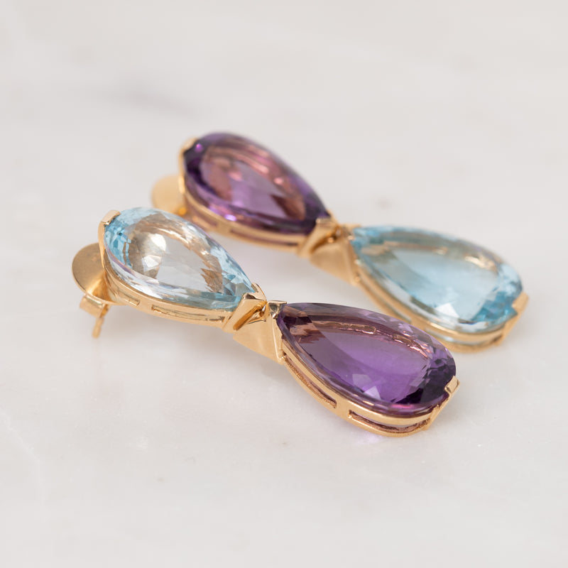 Faceted Amethyst and Topaz Earrings