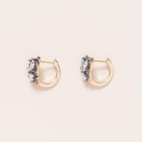 Oxidized Silver, 14K Gold & Diamond Huggies