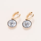 14K Gold, Oxidized Silver & White Topaz Drop Huggies