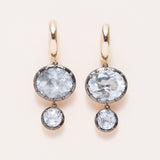 14K Gold, Oxidized Silver & White Topaz Double Drop Huggies