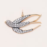 14K Gold, Oxidized Silver & Diamond Swallow Pendant