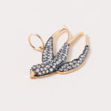 14K Gold, Oxidized Silver & Diamond Swallow Pendant