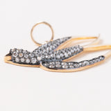 14K Gold, Oxidized Silver & Diamond Swallow Pendant