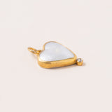 24K Gold Pearl Pendant with Diamond Silver Heart