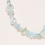 Aquamarine with silver and pave diamond clasp necklace 18” long