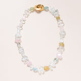 Multi Beryl, Aquamarine and Morganite Bead Necklace with Gold Plated Clasp 16.5"